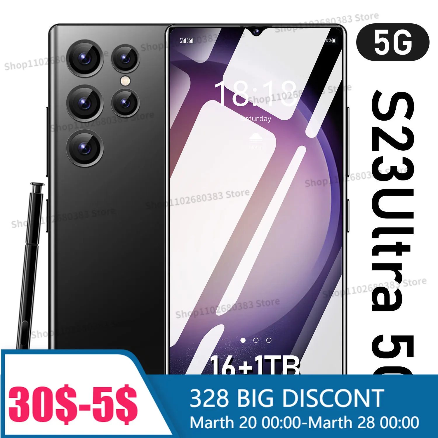 

New S23 Ultra SmartPhone Original 6.7 HD Android Cellphones 32MP+64MP 5G Celulares Dual Sim Card 6800mAh Unlocked Mobile Phones