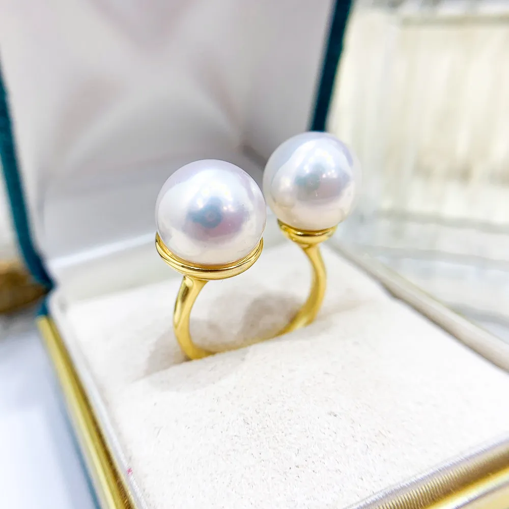 

Classic Rings Resizable Design Rings Base 18K Gold-Plating Pearl Rings Settings Women DIY Pearl Rings Accessory No Pearl