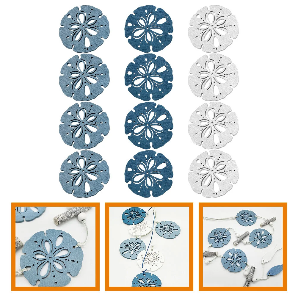 

12 Pcs The Sign Coastal Shell Decor Home Decorations Wooden Marine Ornament Surf Room Seashells Decorating