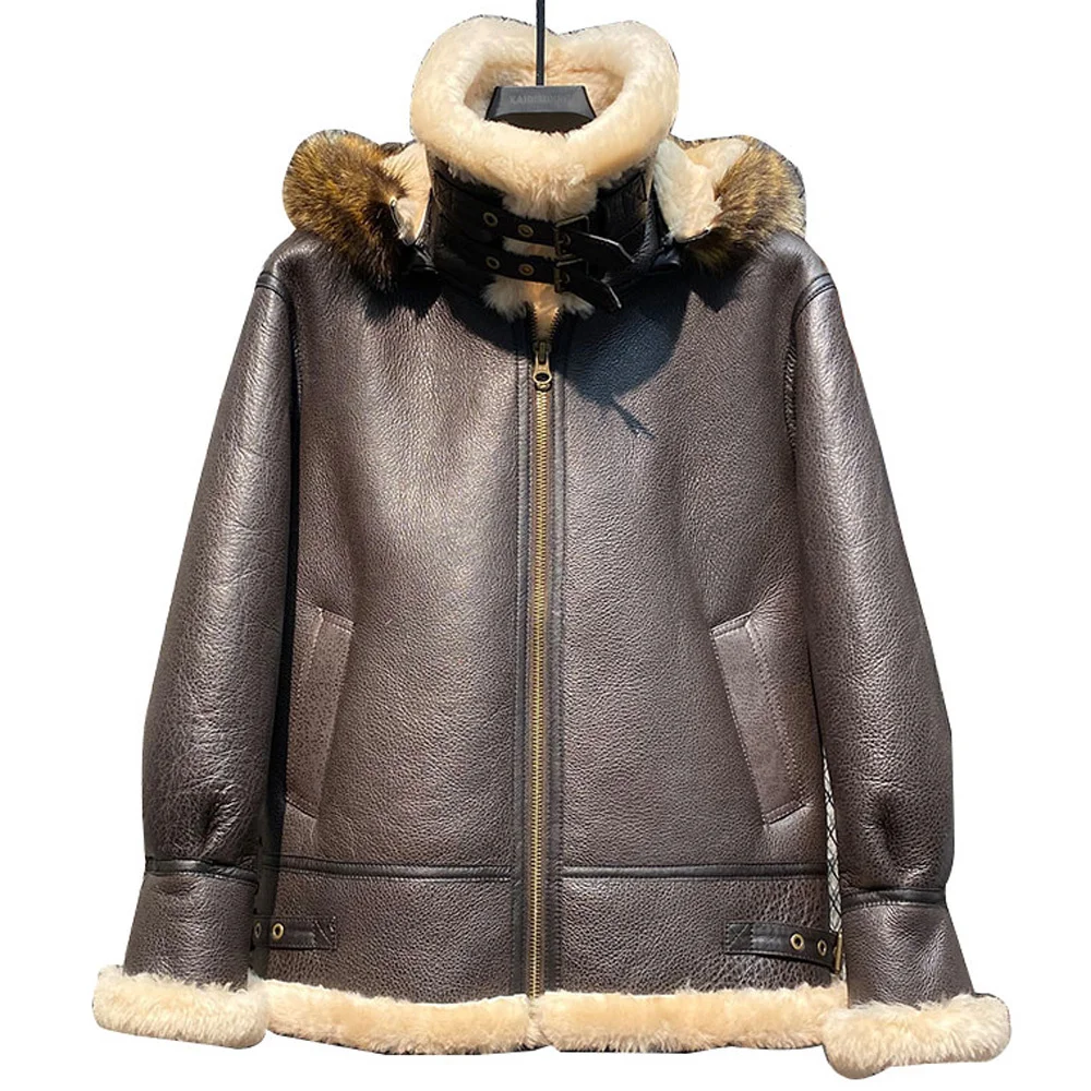 

Русская зимняя оригинальная меховая подкладка пальто с капюшоном куртка из овчины пальто из овечьей шерсти брикет 7XL меховая кожаная ветровка для мужчин