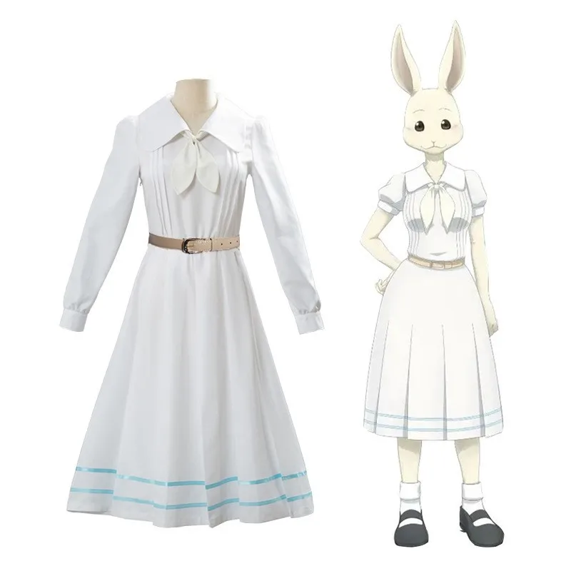 

Костюм Хару для косплея Beastars, белое платье, униформа Хару JK с Белым Кроликом для женщин и девочек, костюм для вечеринки на Хеллоуин