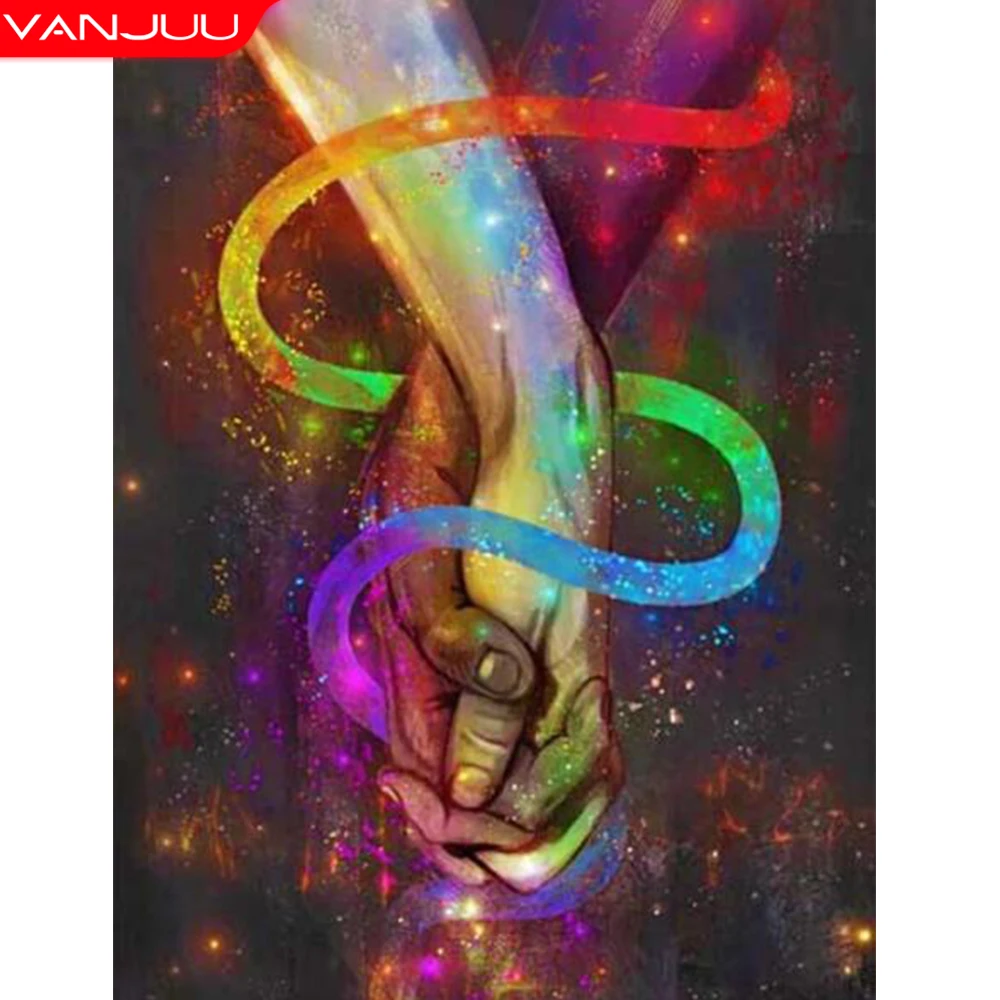 

Diamond Painting Color Hands Diamond Embroidery Full Square/ Round Drill Couple Mosaic Landscape Wall Art