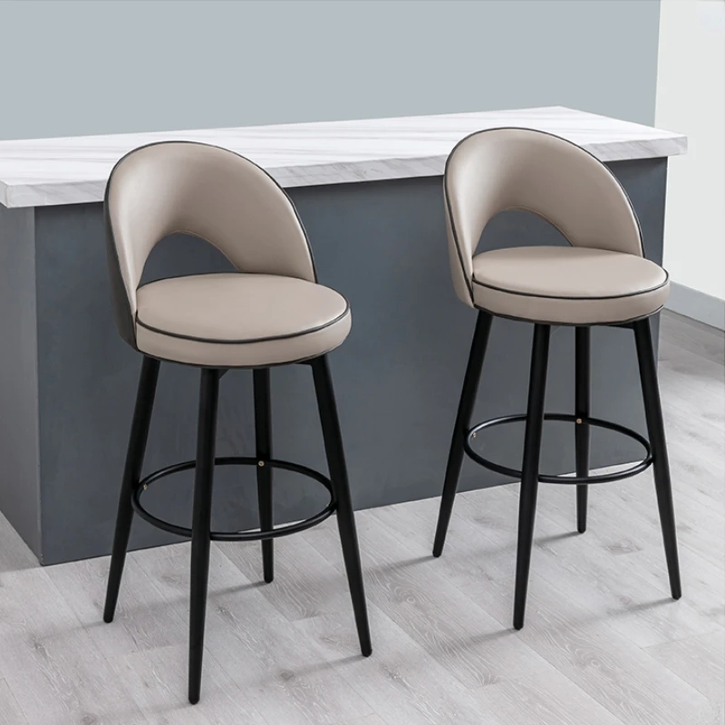 

Reinforce Metal Bar Stool High European Black Legs Reception Counter Bar Chairs Minimalist Taburete Alto Indoor Furnitures