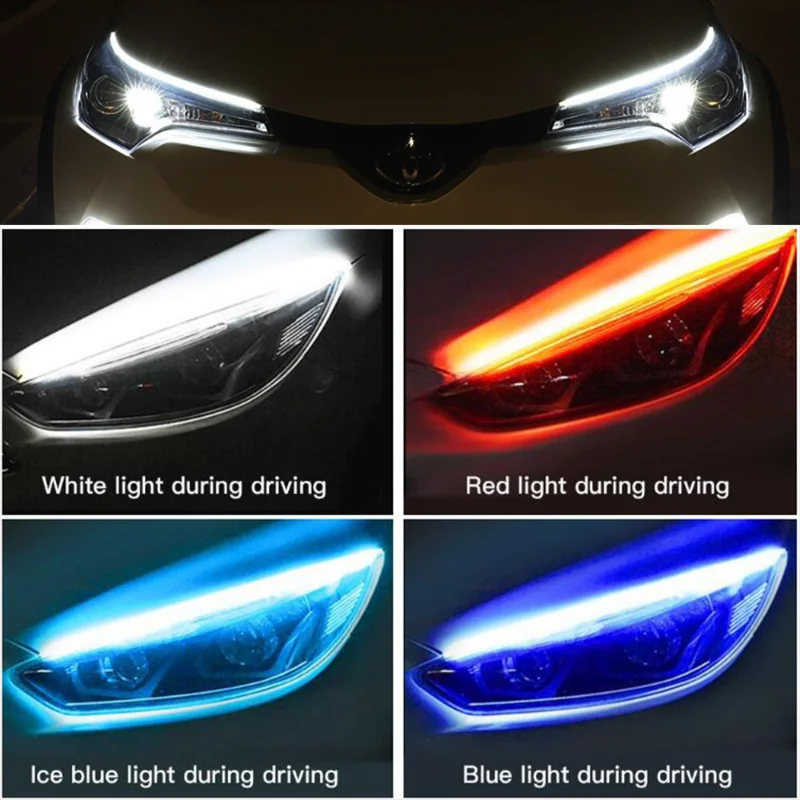 

2pc/lot LED DRL Car Daytime Running Light Flexible Waterproof Strip Auto Headlights White Turn Signal Brake Flow Lights 12V