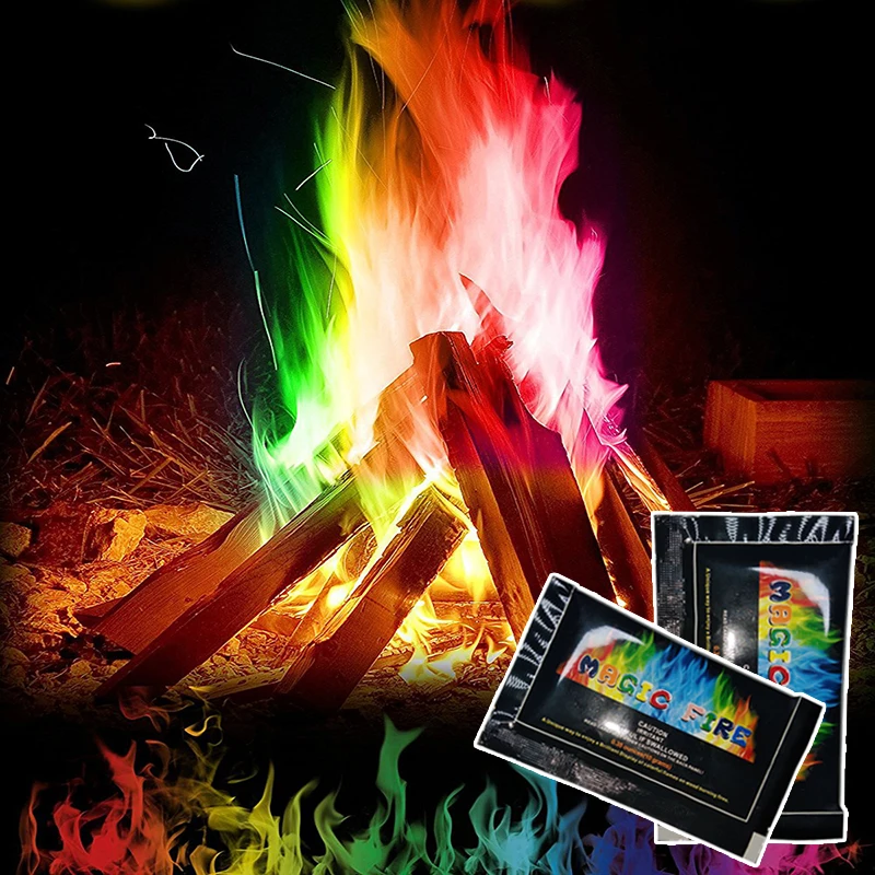 

10g/15g/25g/30g Magic Fire Colorful Flames Powder Bonfire Sachets Pyrotechnics Magic Trick Outdoor Camping Hiking Survival Tools