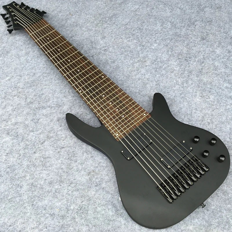 

Пользовательский магазин, 10-струнный электрический бас с матовой черной отделкой, Кленовая шейка, фингерборд из палисандра,