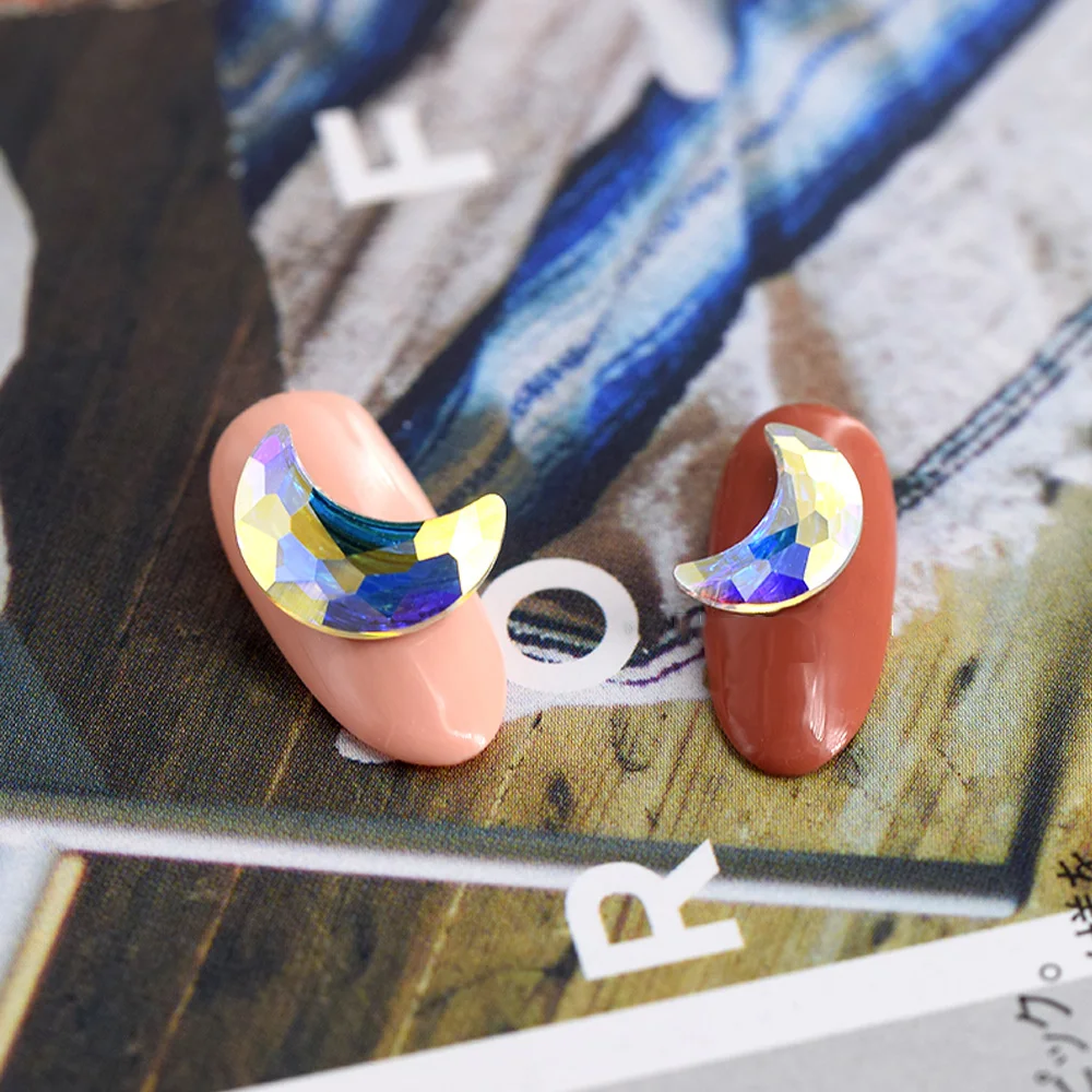 Луна 3x6 мм Стразы для дизайна ногтей 20 шт. прозрачные AB с плоской задней частью без