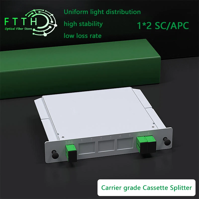 PLC Cassette SC APC 1X2 Fiber Optic Splitter Box FTTH Cassette Insertion Type Fiber Optic Splitter Fast Dispatch