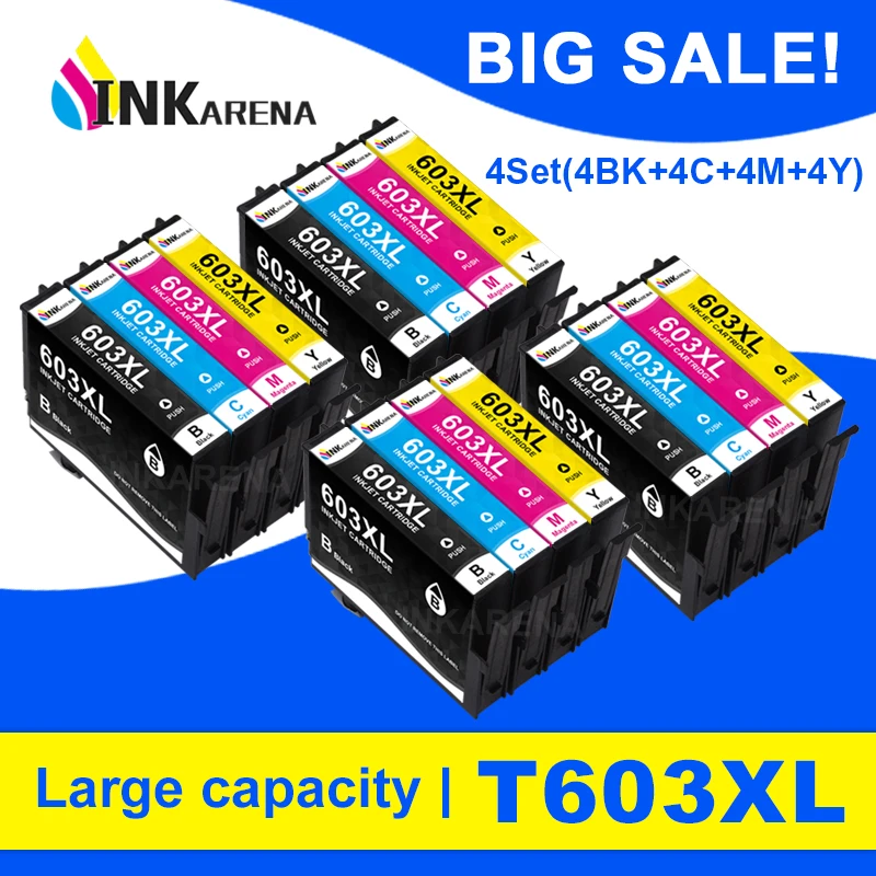 

INKARENA 603XL T603 Full Ink Cartridge 603 XL E603 For Epson XP 2100 2105 3100 3105 4100 4105 WF-2810 WF-2830 Printer