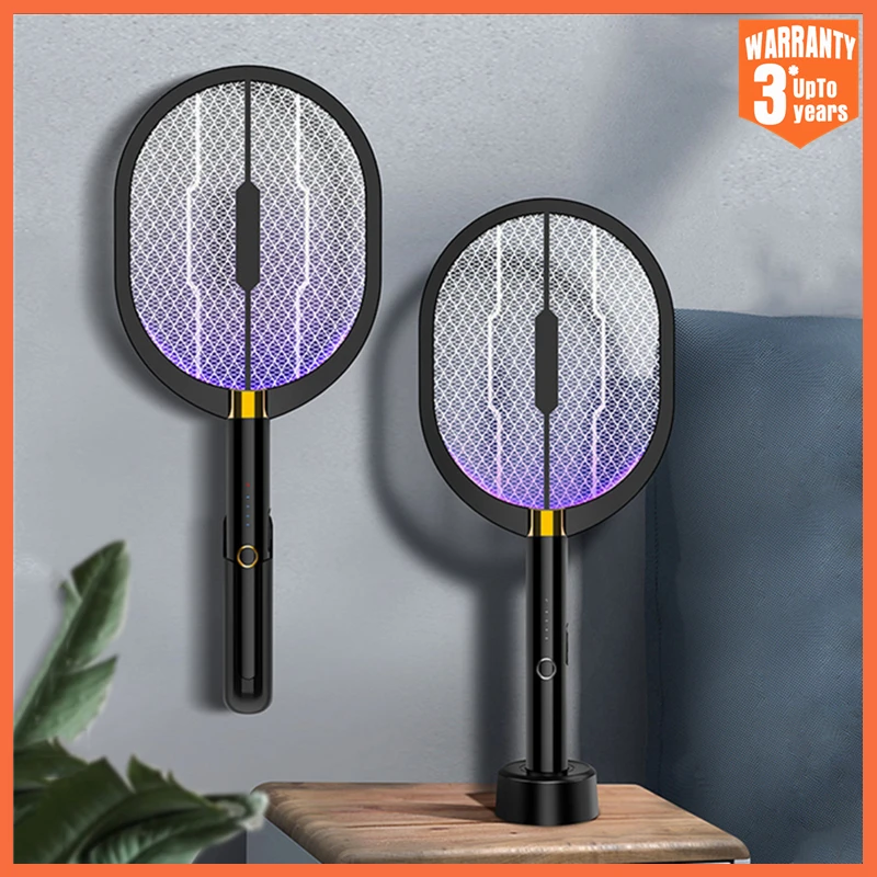 

2 In 1 UV Trap Mosquito LED Killer Lamp 3000V Electric Insect Killer USB Charging Mosquito Swatter Fly Swatter Trap Flies