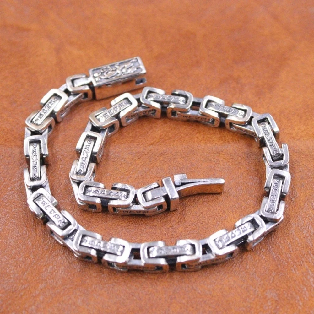 Настоящая твердая кожа серебряная цепочка Мужской Дракон 5 мм мантра