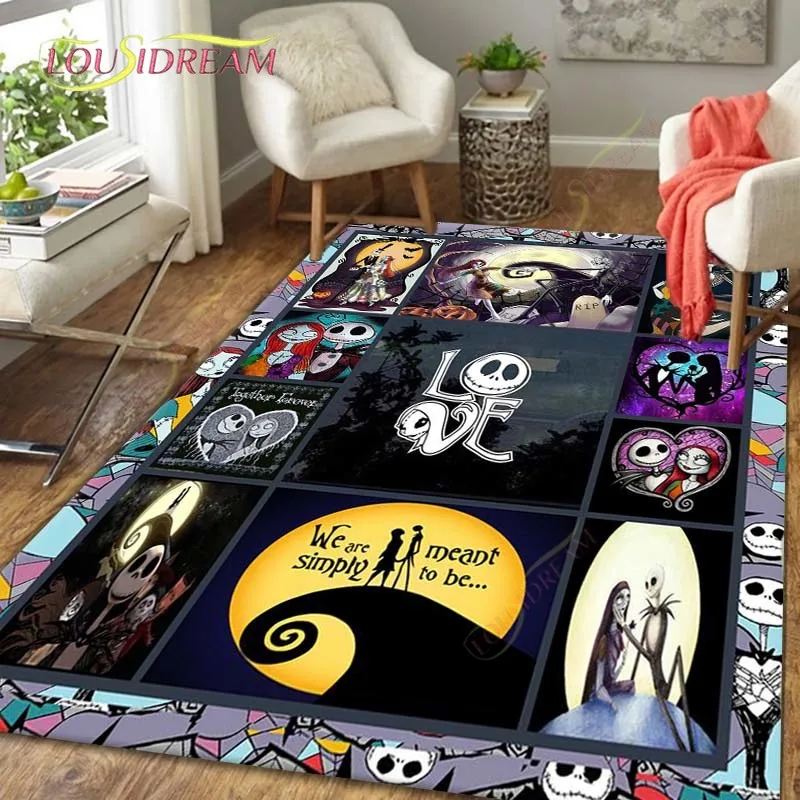 

Horror Series Nightmare Before Christmas Jack Pattern Area Rug Bedroom Bedside Mat Entrance Door Living Room Carpet Washable