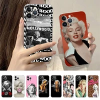 marilyn monroe with a cat phone case for iphone 14 11 12 13 mini pro xs max cover 6 7 8 plus x xr se 2020 funda shell