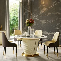 Luxury Living Dinning Room Furniture 12 Seater Large Round European Natural Marble Dining Table