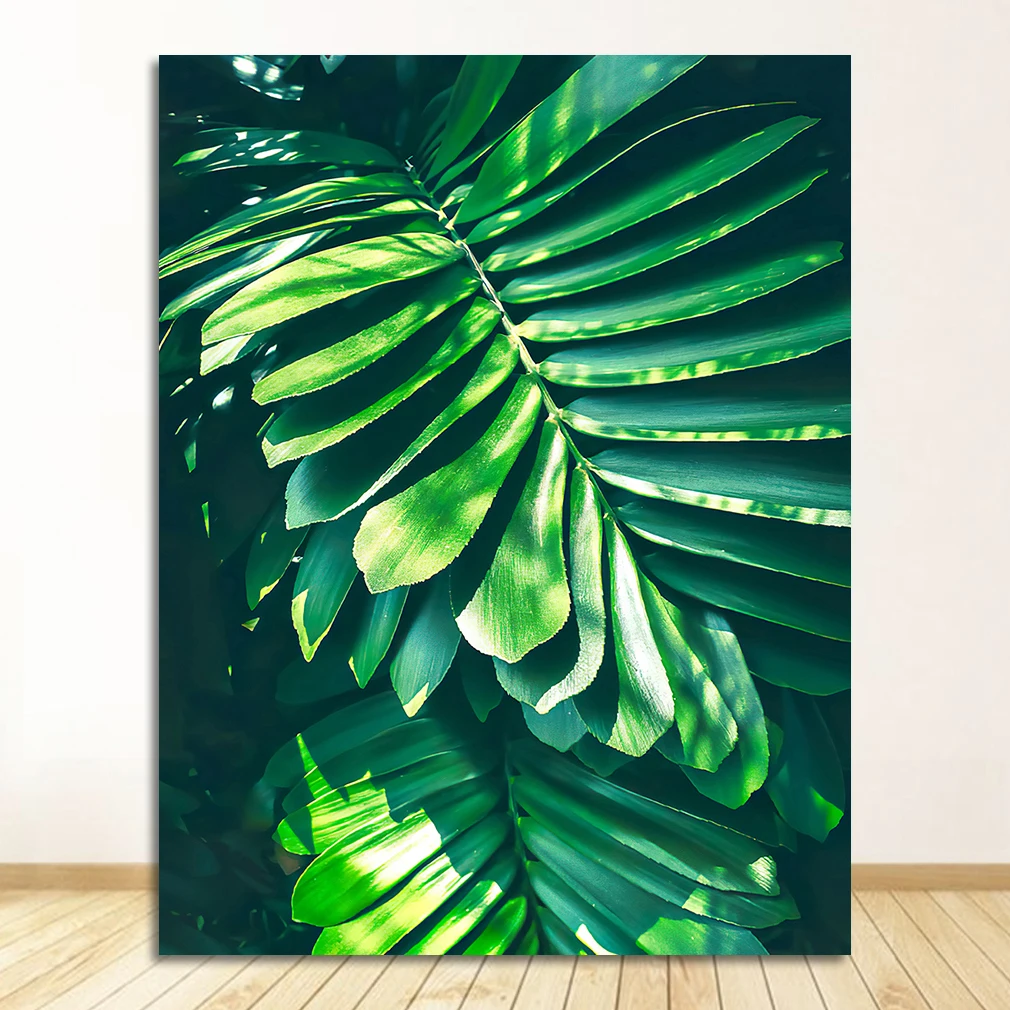 

Настенный принт с листьями DHRM, холст, зеленый