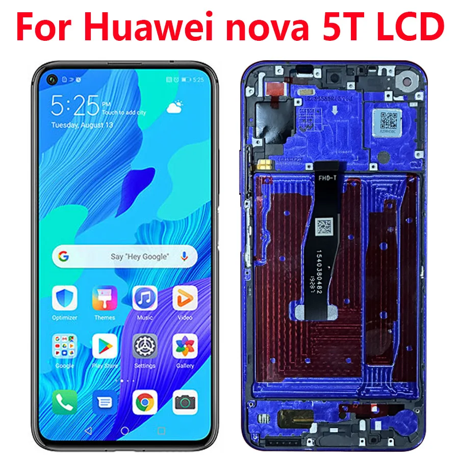 

Оригинальный ЖК-дисплей 6,26 дюйма для Huawei nova 5T, сенсорная панель, дигитайзер, запасные части для Huawei nova 5T, ЖК-дисплей с рамкой