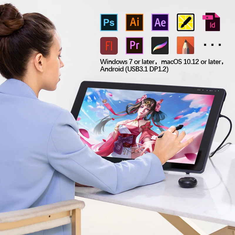 

Huion KAMVAS 22 Plus 140% sRGB 60 degree tilt artist design digital pen lcd graphic drawing monitor with stylus