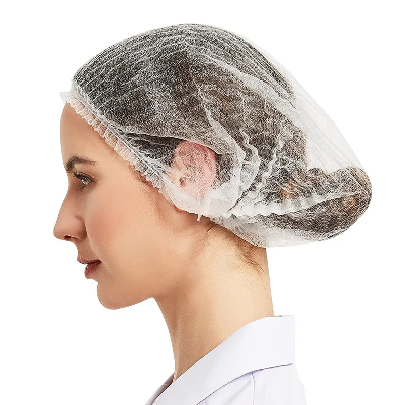 

21'' Disposable Hair Cap Non-woven 100PCS Bouffant Hair Net Mob Shower Caps Elastic Head Cover for Food Beauty Salon Spa Cooking