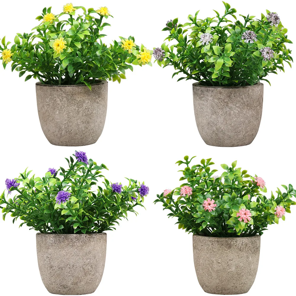 

Mini Artificial Plants Potted Bonsai Small Tree Green Grass Ornament for Home Garden Decorations Room Office Desktop Fake Flower