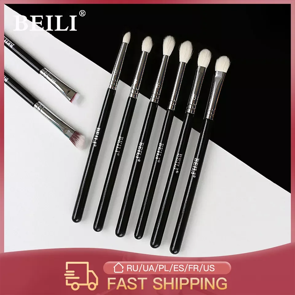 

NEW2023 Professional 6/8pcs Classic Natural Eye Makeup Brushes Set Eyeshadow Eyebrow Blending Smokey Black Beauty Make up Brushe