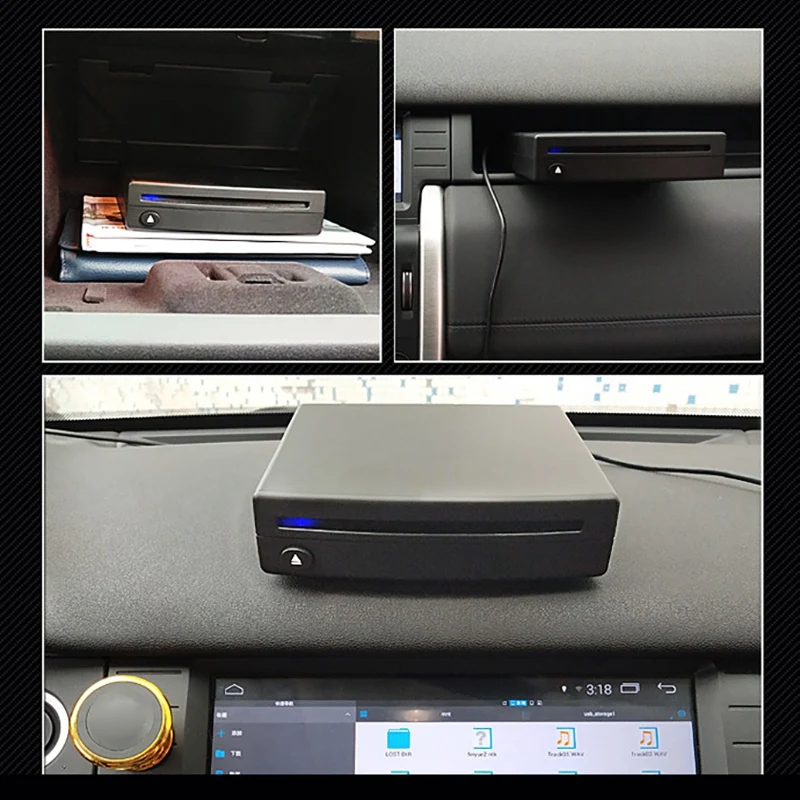 Black USB Interface Car SUV External Stereo Radio Dish Box CD/DVD Player For Android Interior Parts Car Radio