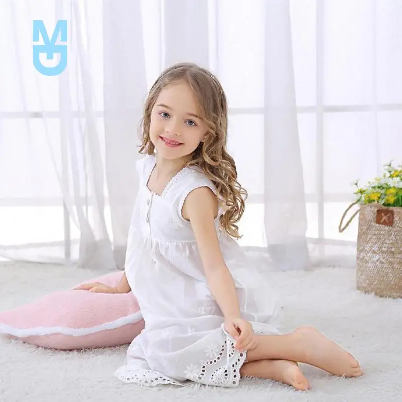 

New Toddle Girl White Nightdress Princess Dress Children Pajamas Nightgowns For Girls Kids Night Dress Girl Lace Sleeping Dress