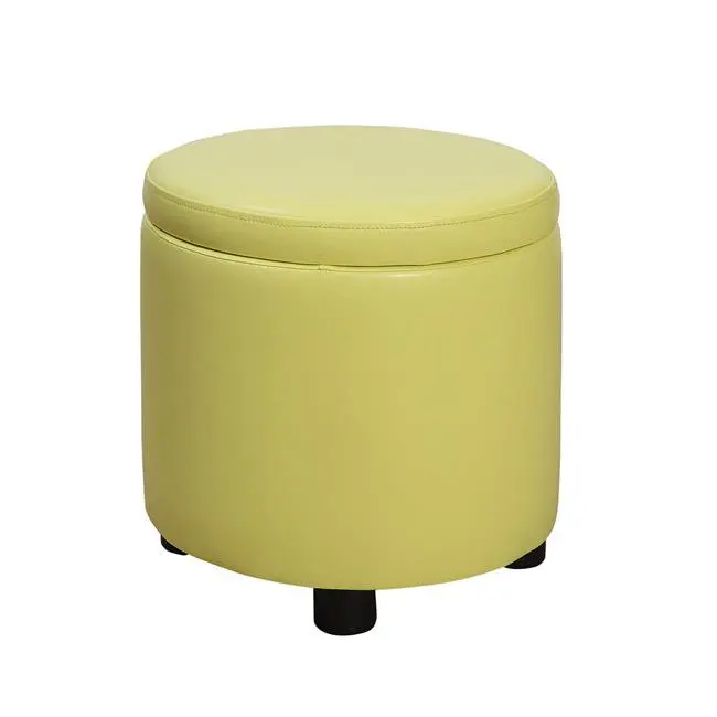 

Fast shipping Designs4Comfort Round Accent Storage Ottoman, Yellow Faux Leather