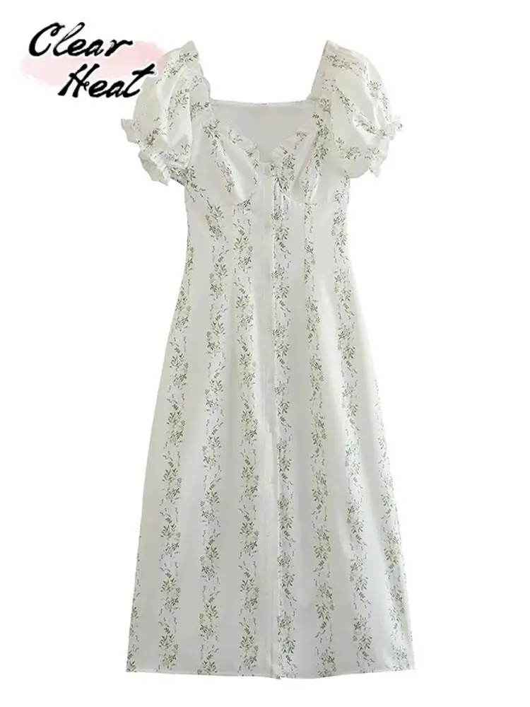 

Платье-миди женское с принтом, пикантное облегающее элегантное модное повседневное пляжное длинное с запахом, с коротким рукавом-фонариком, с открытой спиной