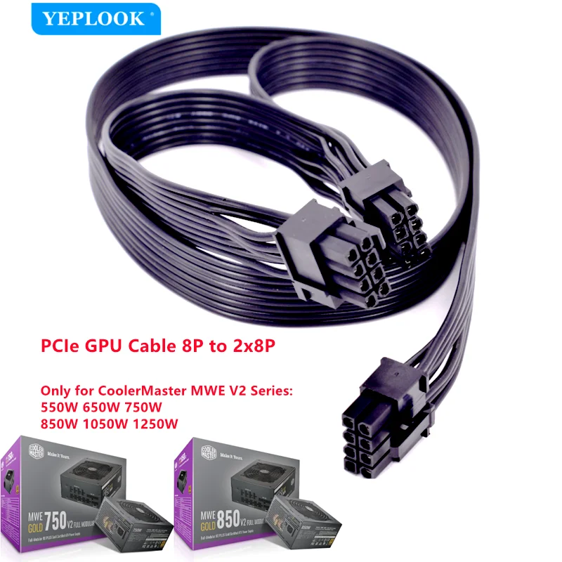 PCIe 8Pin до 2x8Pin 6 + 2Pin GPU Кабель для Cooler Master MWE V2 550W 650W 750W 850W 1050W 1250W Gold полностью модульный 60 + 20CM 18AWG