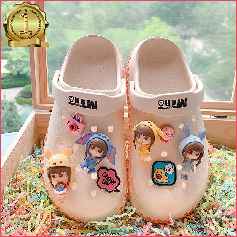 Cute Girl CROC Charms Designer 3D DIY Shoes Party Decaration Accessories Jibb for Croc Clogs Hello Kids Boys Women Girls Gifts