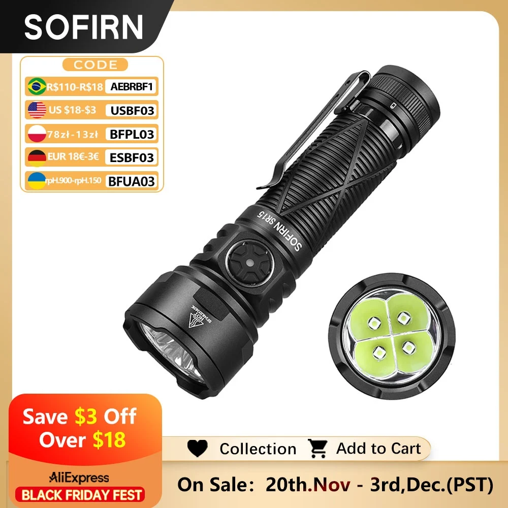 

Sofirn SR15 фонарик 4500 люмен