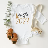 hello 2023 newborn baby rompers long sleeve infant jumpsuit its my first new year baby boys girls new year ropa clothes gift