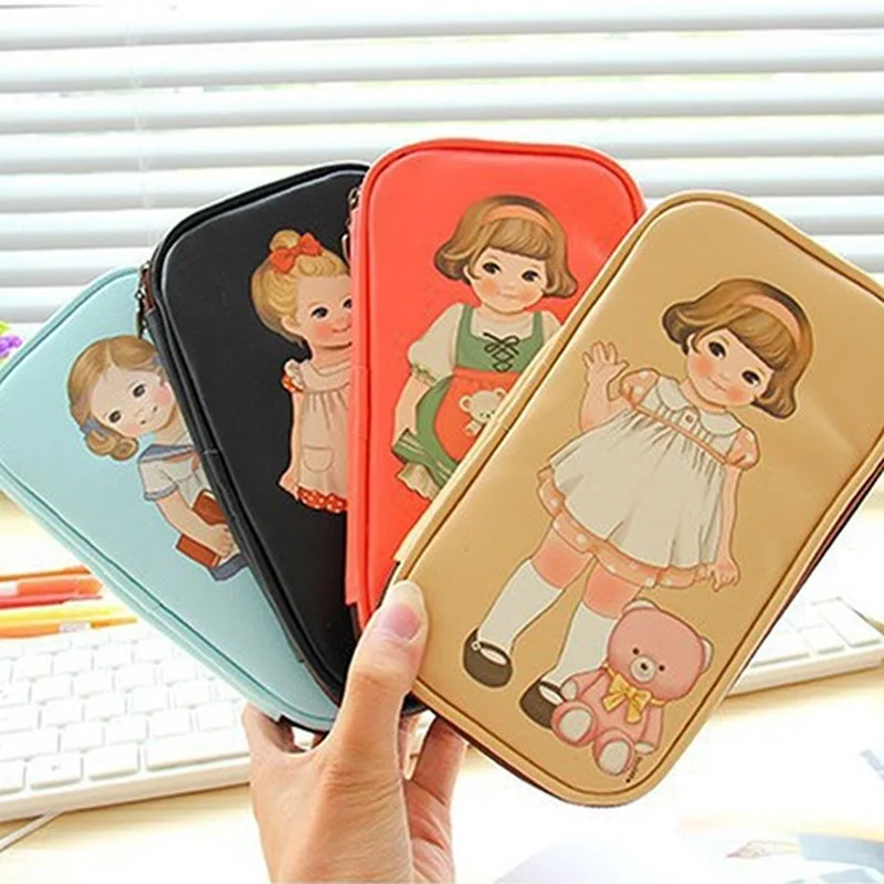 Case Cartoon Doll Girl Pattern Pen Pencil Case Bag Cosmetic 