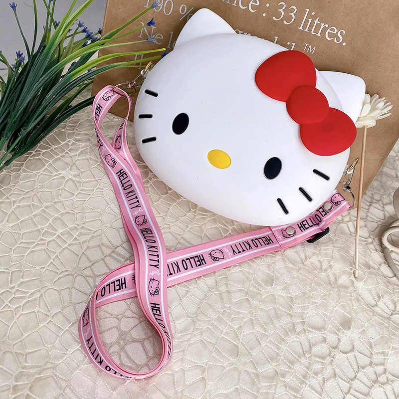 

Children's Silicone Cartoon Hello Kitty Small Backpack Coin Purse Cute Fashion Shoulder Crossbody Bag Girl Mini Satchel