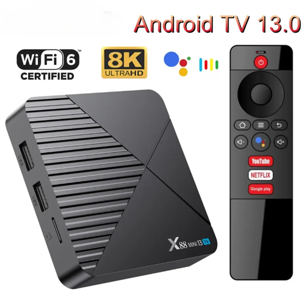 

Android 13.0 TV Box X88 Mini 13 RK3528 Quad Core 2G/16G 4G/32G 2.4G 5G Dual WIFI H.265 8K UHD Youtube Smart Media Player