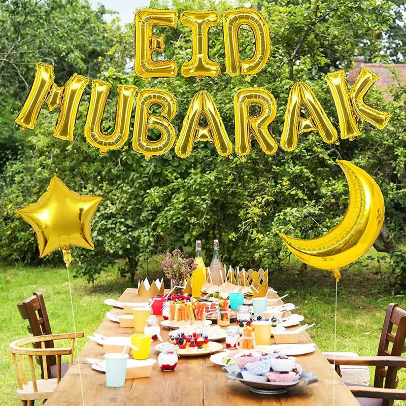 

2023 EID Mubarak Balloons Ramadan Decoration For Home Islamic Muslim Party Supplies Eid Al Adha Moon Star Ramadan Kareem Decorat