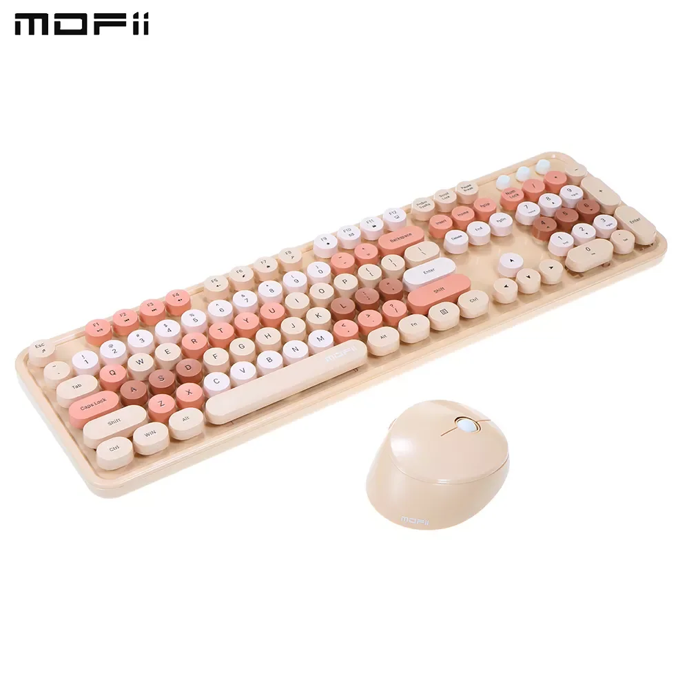 

Mofii Sweet Keyboard Mouse Combo Mixed Color 2.4G Wireless Keyboard Mouse Set Circular Suspension Key Cap for PC Laptop
