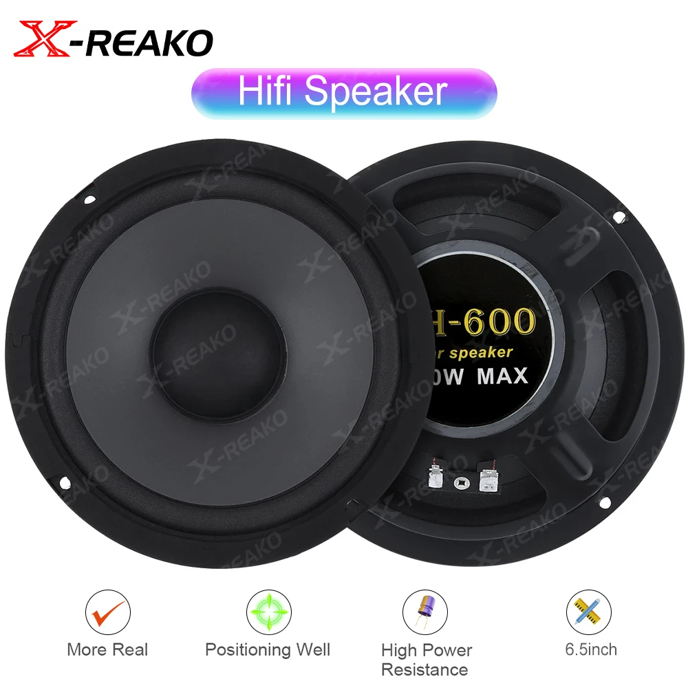 

X-REAKO 6,5 дюйма 600 Вт 2-полосный автомобильный HiFi-динамик для двери 12 В Авто аудио музыкальный стерео громкоговоритель с полным диапазоном частот чистый автомобильный динамик