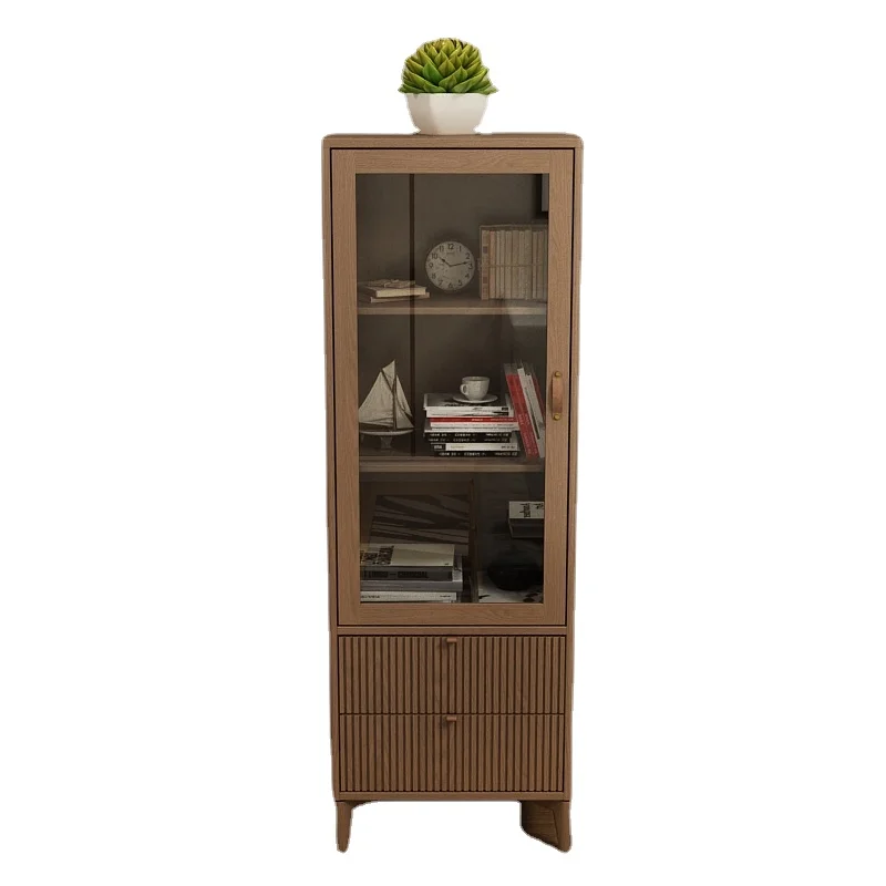 

Zl Dust-Proof Bookcase Glass Door Solid Wood Bookshelf Shelf Display Cabinet