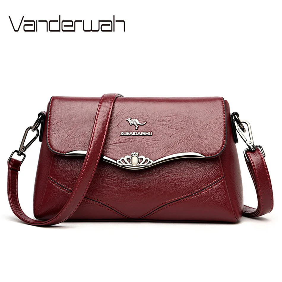

2023 Women's Leather Handbags Shoulder Bag Solid Color High Quality Flap Crossbody Bags for Women Messenger Bags Sac A Main