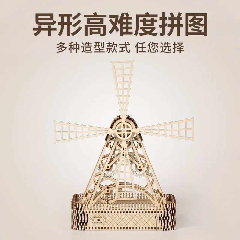 

Деревянные домики для кукол, миниатюрный крошечный дом, знаменитые модели зданий, заводная пасторальная Музыкальная шкатулка с мельницей, ...