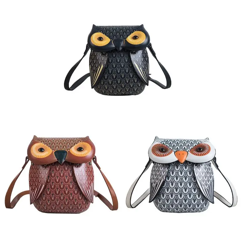 

Cute Owl Cartoon PU Leather Handbag Casual Satchel School Purse Shoulder Bag Crossbody