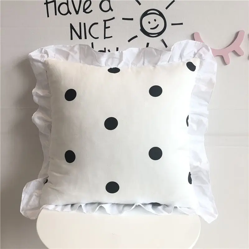 

Solid Color Ruffle Pillowcase Soft Comfortable Solid Color Sofa White Pink Gray Cushion Cover Home Decorative Pillowcase