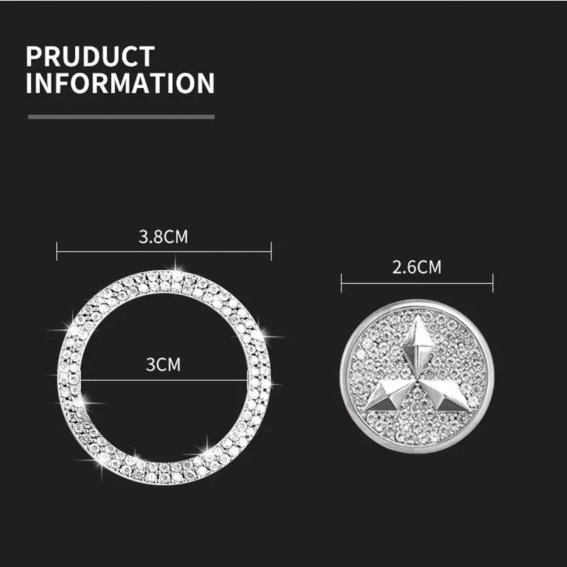 Наклейка на кнопку запуска автомобиля с кристаллами и бриллиантами