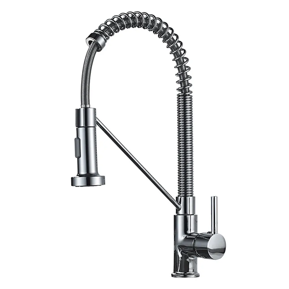 

Kitchen Accessories Faucet Hot Cold High Arc Copper Spring Rotating Kitchen Faucet 2 Molds Leakproof Pull Down Home Hotel taps