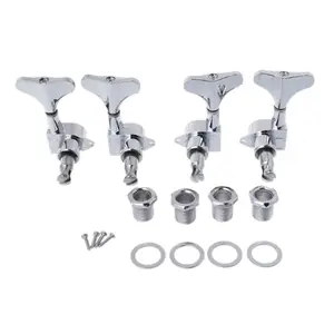 Y1QE 4 String Bass Chrome Guitar Sealed Tuners Tuning Pegs Machine Heads 2R 2L
