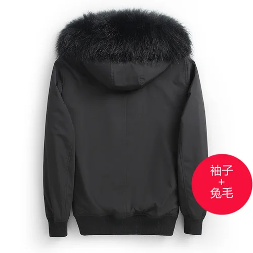 

Parkas Men Winter Jacket Men Clothing Rabbit Fur In One Fur Coat Men Short Raccoon Fur Collar Jacket for Men Hooded Chaquetas FC
