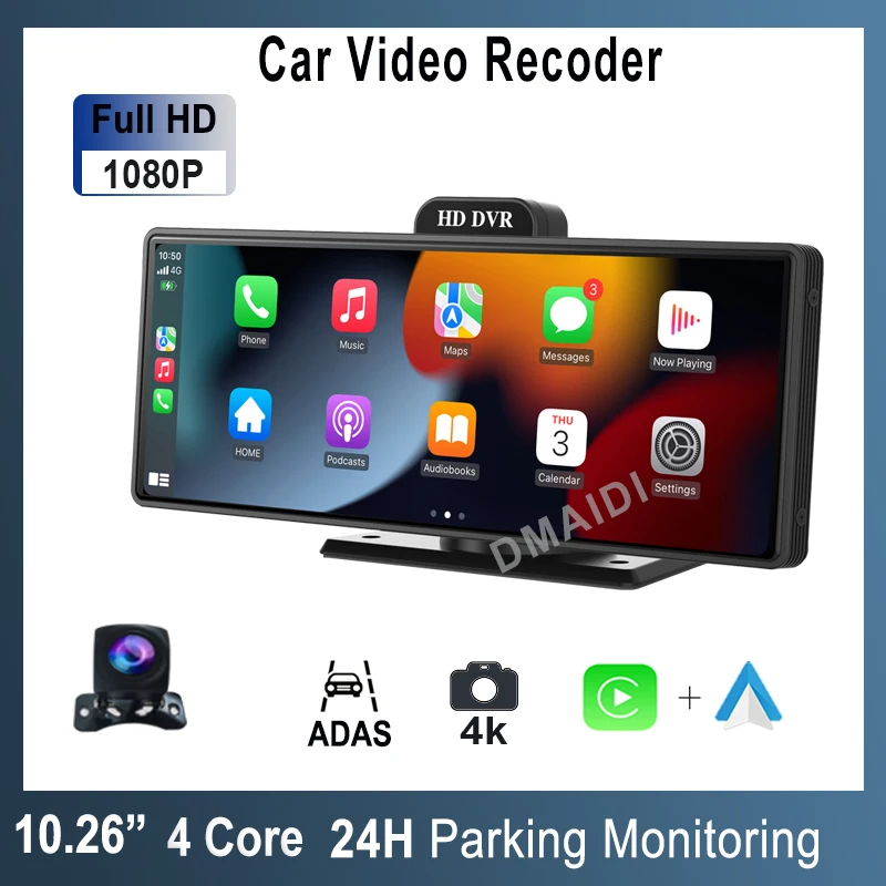 

Аксессуар 10,26 дюймовый автомобильный видеорегистратор беспроводной CarPlay Android Авто ADAS WiFi AUX видеорегистратор GPS камера заднего вида видеорег...