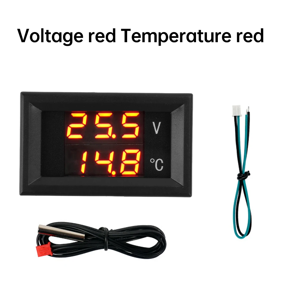 

Вольтметр постоянного тока 4-28 В, термометр, 0,28 дюйма, мини-светодиодный двойной дисплей, цифровая панель напряжения и температуры с зондом NTC 10K