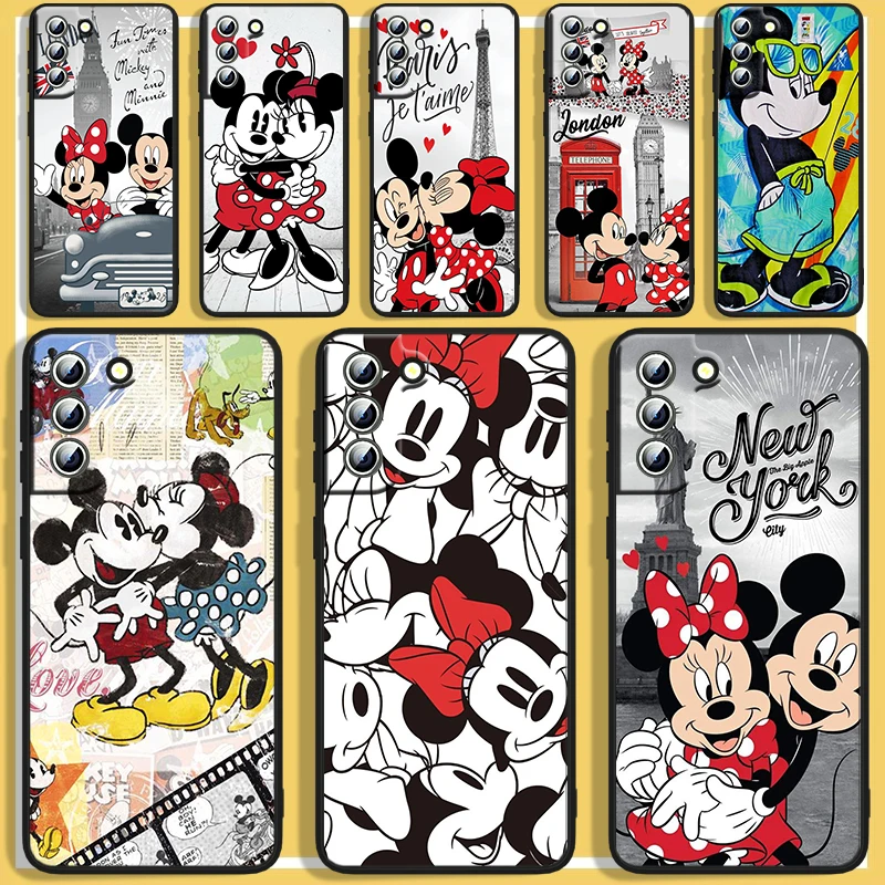 

Disney Cute Minnie Mickey Phone Case For Samsung S8 S9 S10 S20 S21 S22 Plus 4G S10e 5G Lite Ultra FE Black Iuxury Back Soft Capa